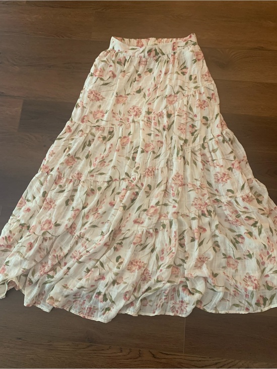 Altar'd State Dresses & Skirts - Altar'd State Cream Maxi Skirt with Pink Floral Pattern